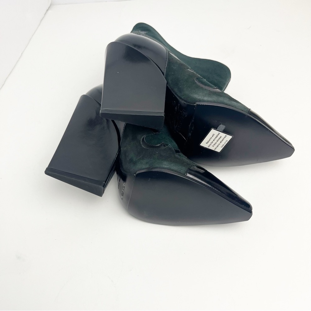 SERGIO ROSSI Black Green Western Pointy Toe Ankle Booties, EU 36 Quiet Luxury - Picture 2 of 11